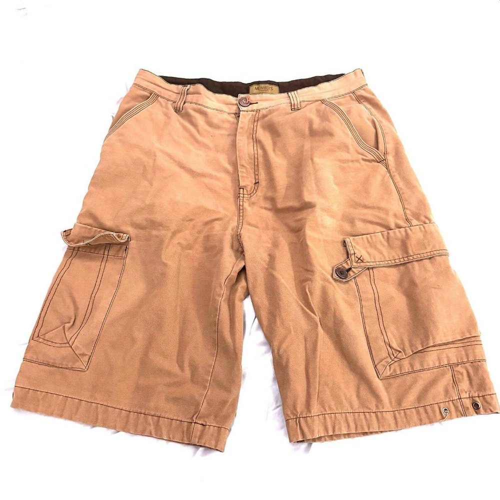 Member's Property Men's Cargo Shorts Brown Khaki Tan Size 36